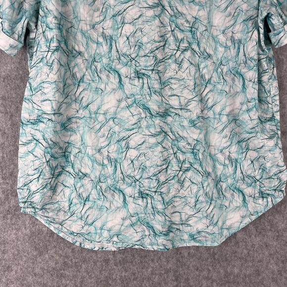 Robert Graham Linen Blend Shirt Mens XL Blue Flip Cuff Abstract Vibrant SS - Picture 14 of 16